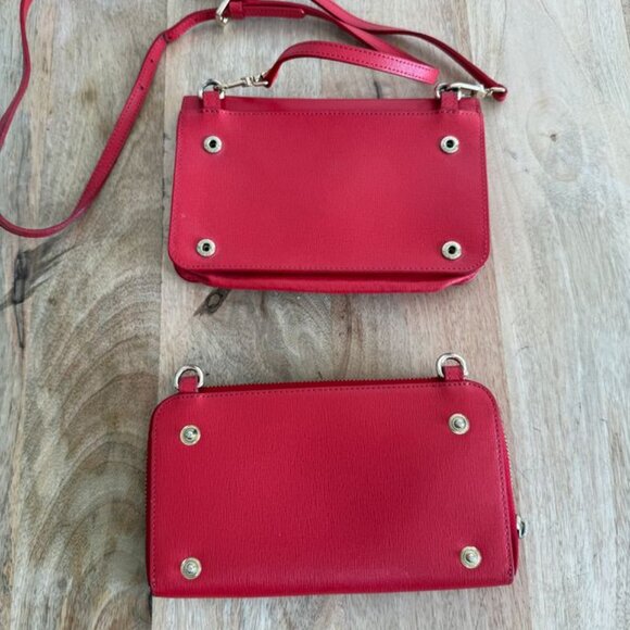 Furla 2 in 1 Zippy Wallet Pouch Crossbody Red Bag - Picture 7 of 12
